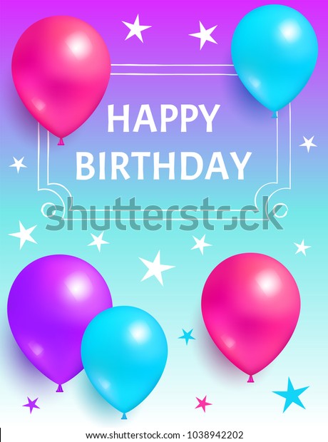 Happy Birthday Background Purple Blue Color Stock Vector (Royalty Free ...
