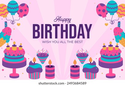 Happy birthday background with stripes vector