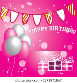 Happy Birthday Background Template with Illustrations of balloons. Greeting card design
