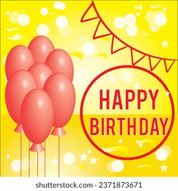 Happy Birthday Background Template with Illustrations of balloons. Greeting card design