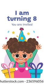 Happy birthday background. Happy birthday text. kids birthday party. Vector Illustration design. cake, balloons, party decoration elements. confetti and gift box. birthday celebration. greeting card.