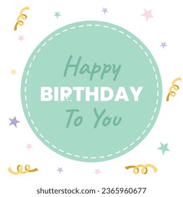 Happy birthday background. Happy birthday text. kids birthday party. Vector Illustration design. cake, balloons, party decoration elements. confetti and gift box. birthday celebration. greeting card.