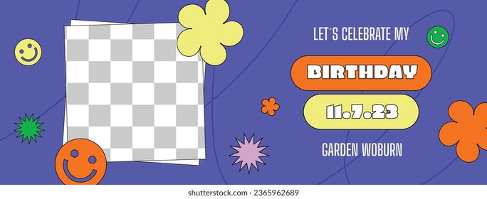 Happy birthday background. Happy birthday text. kids birthday party. Vector Illustration design. cake, balloons, party decoration elements. confetti and gift box. birthday celebration. greeting card.