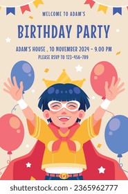 Happy birthday background. Happy birthday text. kids birthday party. Vector Illustration design. cake, balloons, party decoration elements. confetti and gift box. birthday celebration. greeting card.