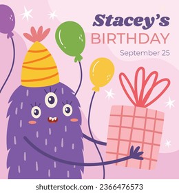 Happy birthday background. Happy birthday text. kids birthday party. Vector Illustration design. cake, balloons, party decoration elements. confetti and gift box. birthday celebration. greeting card.