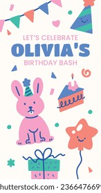 Happy birthday background. Happy birthday text. kids birthday party. Vector Illustration design. cake, balloons, party decoration elements. confetti and gift box. birthday celebration. greeting card.