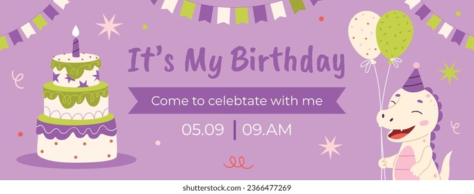 Happy birthday background. Happy birthday text. kids birthday party. Vector Illustration design. cake, balloons, party decoration elements. confetti and gift box. birthday celebration. greeting card.