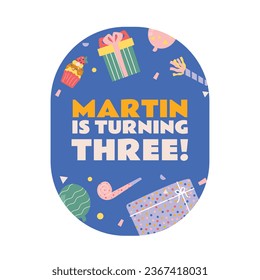 Happy birthday background. Happy birthday text. kids birthday party. Cartoon Vector Illustration design. cake, balloons, party decoration elements. birthday celebration. greeting card. label, sticker.