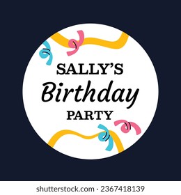Happy birthday background. Happy birthday text. kids birthday party. Cartoon Vector Illustration design. cake, balloons, party decoration elements. birthday celebration. greeting card. label, sticker.