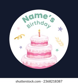Happy birthday background. Happy birthday text. kids birthday party. Cartoon Vector Illustration design. cake, balloons, party decoration elements. birthday celebration. greeting card. label, sticker.