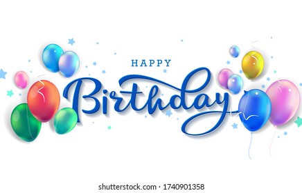 Happy Birthday background .Birthday vector design for greeting cards and poster with balloon, confetti and ribbon, design template for birthday celebration.