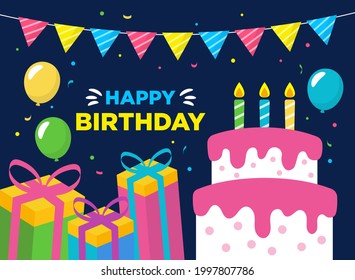 Herzlichen Glückwunsch zum Geburtstag, Vektorgrafik. 10