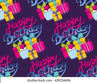 Happy Birthday Background Vector Pattern Present Stock Vector (Royalty ...