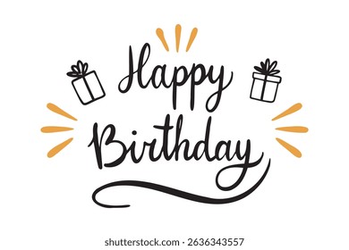 happy birthday badge or label in vector. happy birthday lettering for birthday party or greeting card. Vector illustration