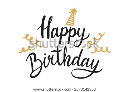 happy birthday badge or label in vector. happy birthday lettering for birthday party or greeting card. Vector illustration
