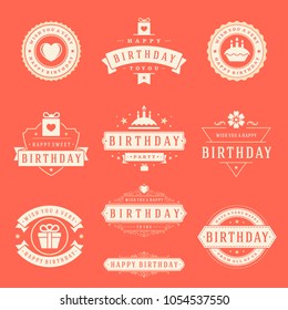 Happy Birthday Badges Labels Vector Design Stock Vector (Royalty Free ...