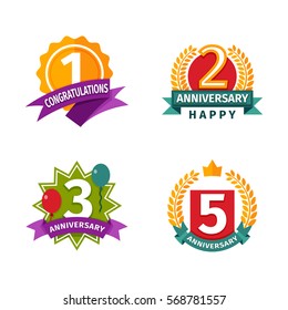 Happy birthday badges vector icons