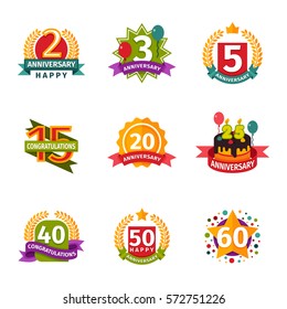 Happy birthday badges vector icons