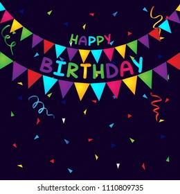 Happy Birthday with ballons and confetti Background vector design for Greeting Card. Invitation Card