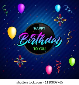 Happy Birthday with ballons and confetti Background vector design for Greeting Card. Invitation Card