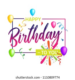 Happy Birthday with ballons and confetti Background vector design for Greeting Card. Invitation Card