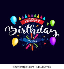 Happy Birthday with ballons and confetti Background vector design for Greeting Card. Invitation Card