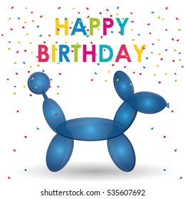 happy birthday balloon dog shape confetti