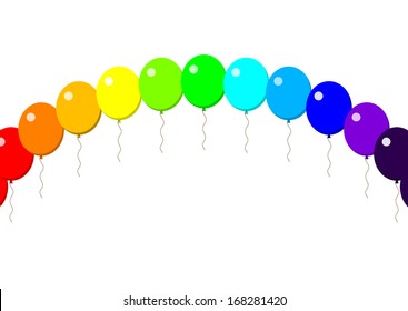 Happy Birthday Balloon rainbow on the white background