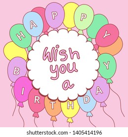Happy birthday balloon with text