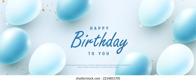 happy birthday balloon white and blue background