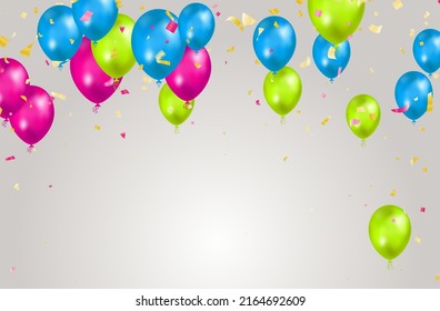 Happy Birthday Balloons Banner Background Illustration Place for text, Celebration, festival, greeting banner, card, poster.