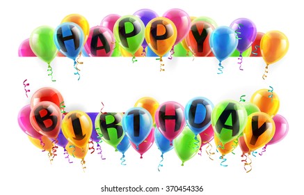 Happy Birthday Balloons Banner Sign Party Stock Vector (Royalty Free ...