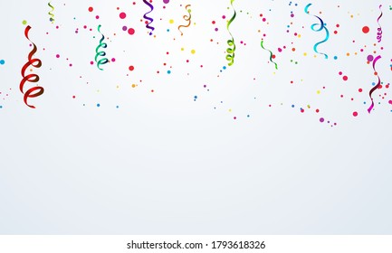 Happy Birthday balloons Colorful celebration frame background with confetti.