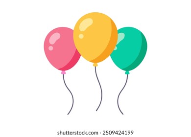 happy birthday balloons colorful vector art on white background