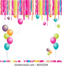 Happy birthday! Balloons and confetti. Insert your text here.