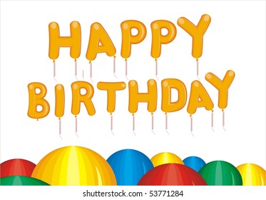 happy birthday and  balloons down