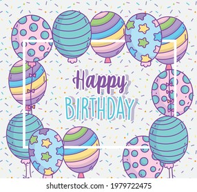 happy birthday balloons frame card