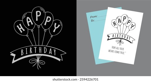 Happy birthday balloons illustration, HBD design happy birth day design