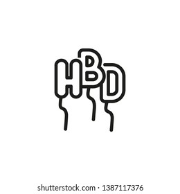 Happy birthday balloons line icon. Letters, HBD, holiday. Birthday party concept. Vector illustration can be used for topics like celebration, surprise, decoration