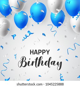 Happy Birthday Balloons Typography Banner Background Illustration Poster Design Template Birthday Celebration For Greeting Cards