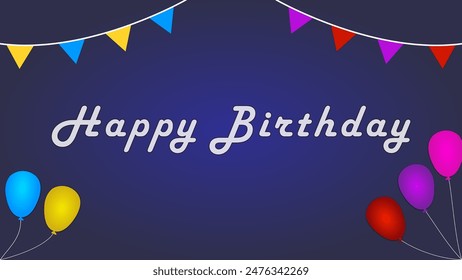 Happy Birthday balloons vector background design. Happy birthday text with balloon and flags decoration element for birth day celebration greeting card design.