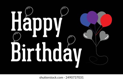 Happy birthday. Birthday balloons vector background design. Happy birthday text with balloon and confetti decoration element for birth day celebration greeting card design. Birthday card. Eps 10.