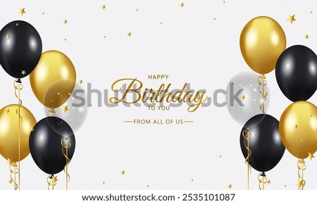 Happy Birthday Balloons Vector Background Design. Happy Birthday to You Text with Colorful Balloons and Confetti Decoration Element, Birth day Celebration Greeting Card. Design template for birthday