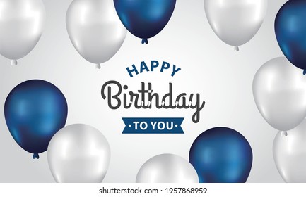 Happy Birthday balloons White celebration transparent background