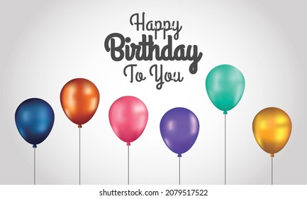 Happy birthday with baloon vector design for background template. Birthday card and invitation card.