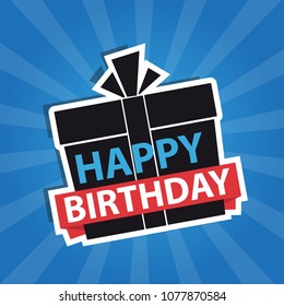 Happy Birthday Banner, Background - Editable Modern Retro Vector Illustration