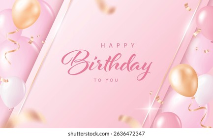 Happy birthday banner with balloons. 