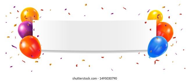 Happy Birthday Banner, With Balloons. Vector Illustration. EPS 10.