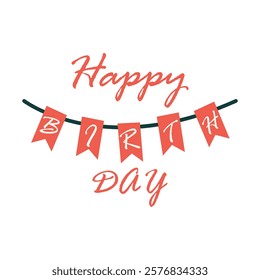 happy birthday banner with bunting flags for festive celebrations and parties