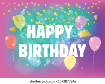 happy birthday banner with colorful balloon vector design